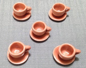 5 Miniature Dollhouse Coffee Cups Set Ceramic Cup Tea Drinks Glass Mugs Mug Plate Plates Orange Small Supplies Drink Jewelry Charms 1/12