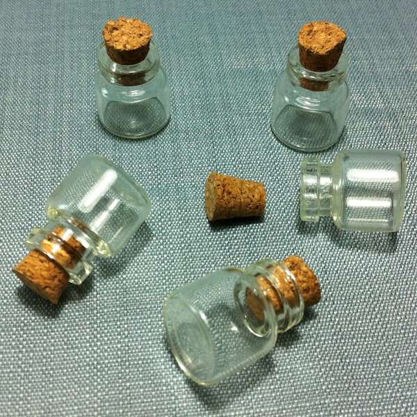 10 Jars Jar Vial Vials Cork Containers Storage Clear Glass Display Cute Small Tiny Items Craft Beads Buttons Scrapbooking Dollhouse Supplies