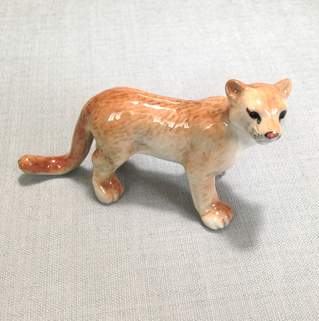 Miniature Ceramic Puma Animal Cute Little Tiny Small Brown - Etsy