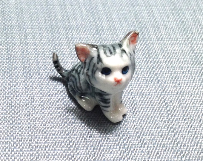 Miniature Ceramic Cat Kitty Baby Pet Mini Animal Cute Little Etsy