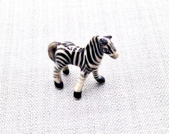 Miniature Ceramic Zebra Horse Mini Animal Cute Little White Black Figurine Tiny Statue Small Decoration Craft Collectible Hand Painted Deco