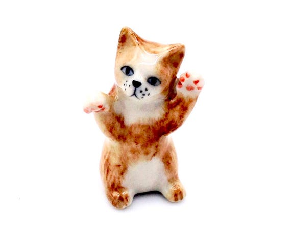Figurine Miniature chaton, Figurine De Chat Avec Coccinelle