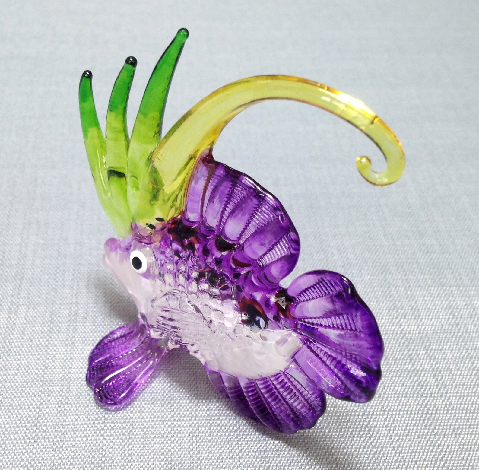 Hand Blown Glass Exotic Fish Sea Animal Cute Purple Yellow Etsy