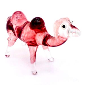 Hand Blown Glass Miniature Camel Little Desert Animal Brown Tiny Figurine Statue Decoration Collectible Small Craft Painted Figure Deco