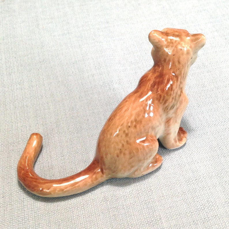 Miniature Ceramic Puma Sitting Animal Cute Little Small Brown - Etsy