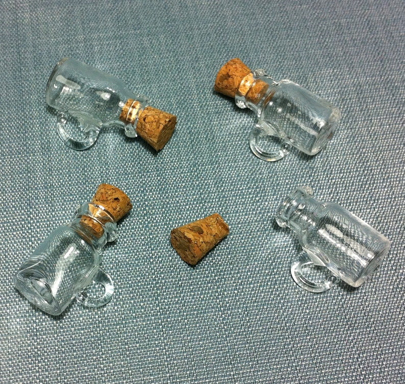 4 Jars Jar Vial Vials Cork Containers Storage Clear Glass Etsy