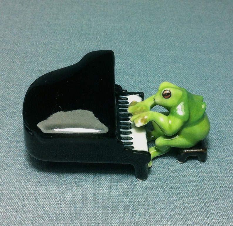Miniature Ceramic Funny Frog Music Piano Animal Reptile Cute | Etsy