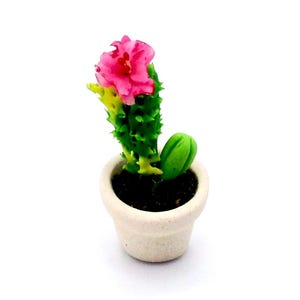Cactus artificiale in miniatura per casa delle bambole, minuscola pianta, fiori, albero, argilla verde, polimero Fimo, giardino, fiori, forniture fatte a mano, vaso in ceramica, decorazione 1/12