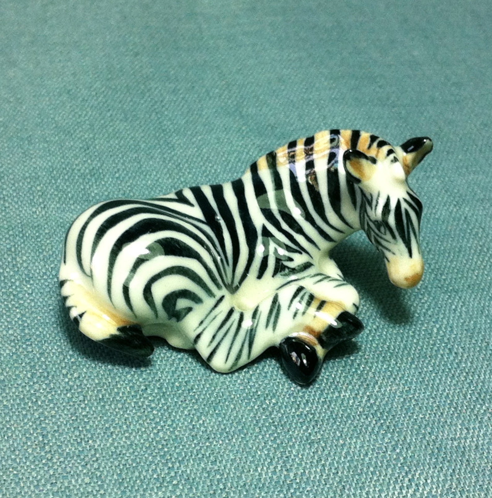Miniature Ceramic Zebra Laying Horse Animal Cute Little Tiny Etsy