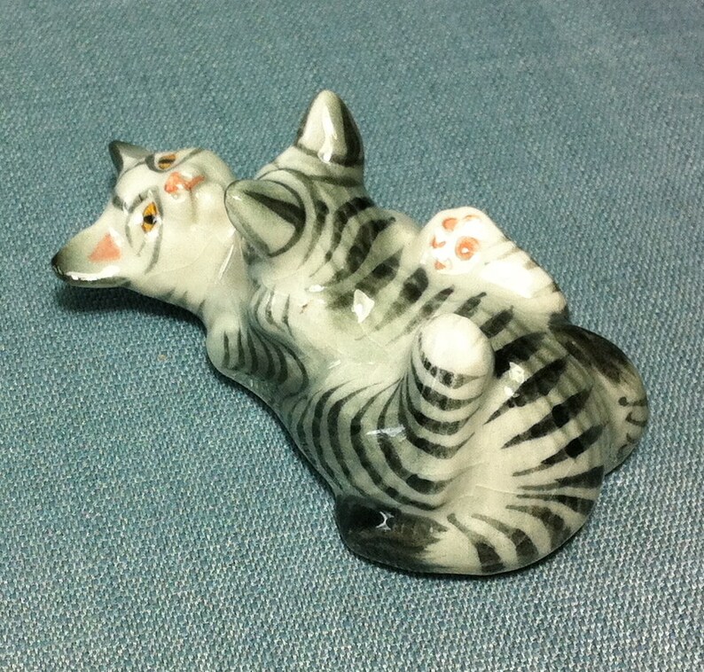 Miniature Ceramic Cats Cat Family Kitty Animal Little Small Etsy