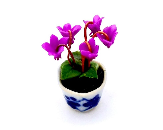 Miniatur Puppenhaus knstliche Blume Pflanze Alpenveilchen lila Ton Polymer  Fimo Gartenblumen Hand gemacht Lieferungen Keramik Topf Display 1/12 - Etsy  Schweiz