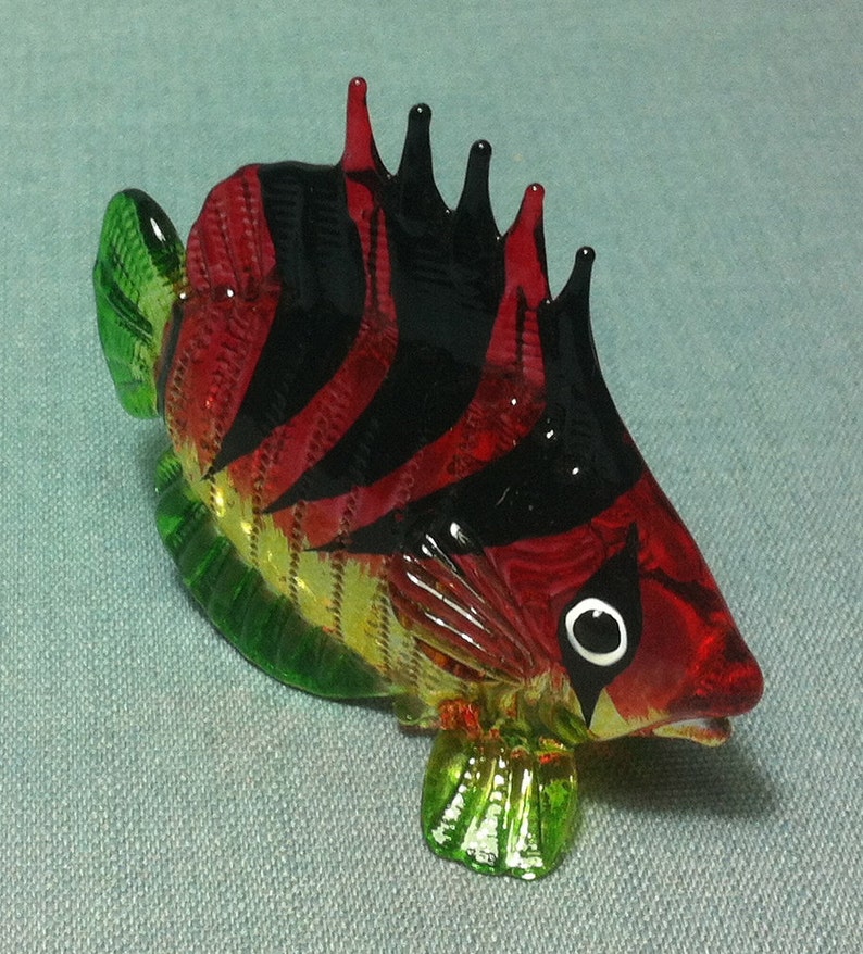 Hand Blown Glass Exotic Fish Sea Animal Cute Green Yellow Red Etsy