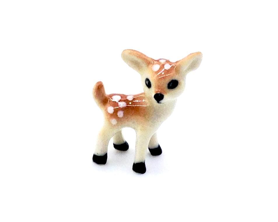 ミニチュアセラミック子鹿ミニ鹿赤ちゃん動物小さな白茶色の置物小さな
