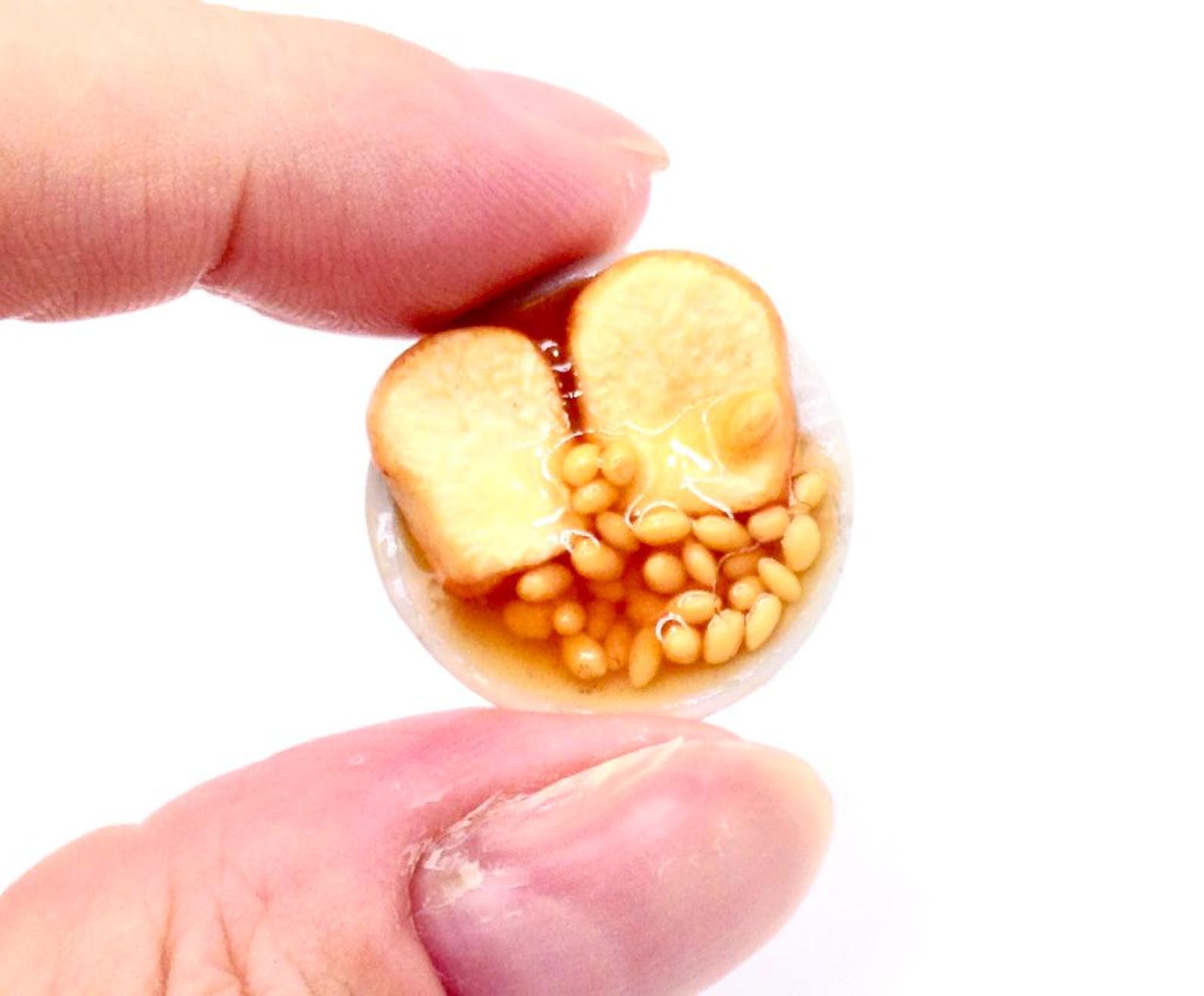 Miniature Dollhouse Breakfast Plate Beans and Toast Breads Clay Polymer ...