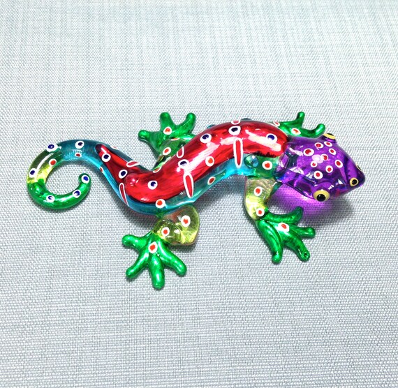 Handmade Hand Blown Art Glass Reptile Animal 3.5 Glass Lizard Figurine 