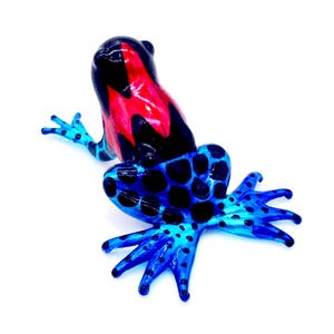 手吹きガラス製ミニチュアヒキガエルカエル爬虫類動物黒赤青置物小さな像装飾収集品小型工芸品塗装済みフィギュア