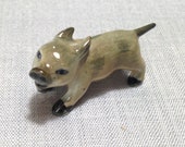 Miniature Ceramic Pig Piglet Pork Animal Cute Little Small Grey Brown Figurine Tiny Statue Decoration Hand Painted Collectible Craft Deco