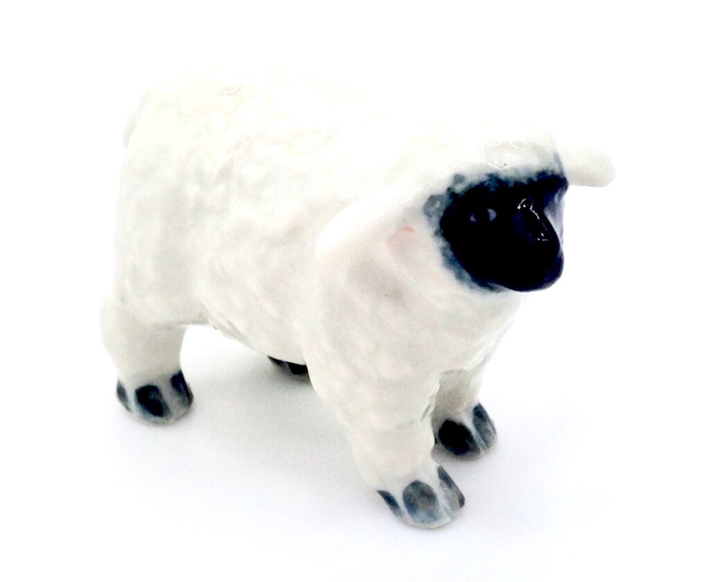 Miniature Ceramic Sheep Funny Farm Animal Cute Little White Figure Figurine Small Statue Tiny Decoration Collectible Hand Painted Figure