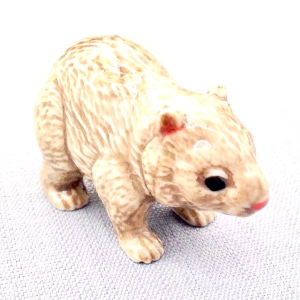 Miniature Ceramic Wombat Australian Animal Cute Little Brown Figurine Tiny Statue Small Decoration Collectible Hand Painted Craft Figure