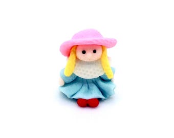 ミニチュアピエロフィギュア オレンジ ブルー クレイ ポリマー 小さな