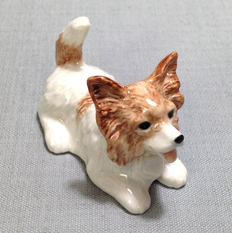 Miniature Ceramic Dog Blonde Border Collie Animal Cute Little Etsy
