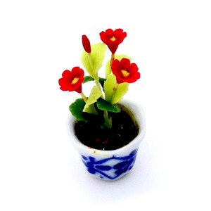 Konstgjord Blomma Gazania Röd Miniatyr Dockhus Lera Polymer Fimo Trädgårdsblommor Handgjorda Tillbehör Liten Keramikkruka Dekor Deko 1/12