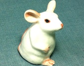 Miniature Ceramic Rat Field Mouse Mice Animal Cute Small Tiny White Pink Figurine Statue Decoration Collectible Hand Painted Figure Decor
