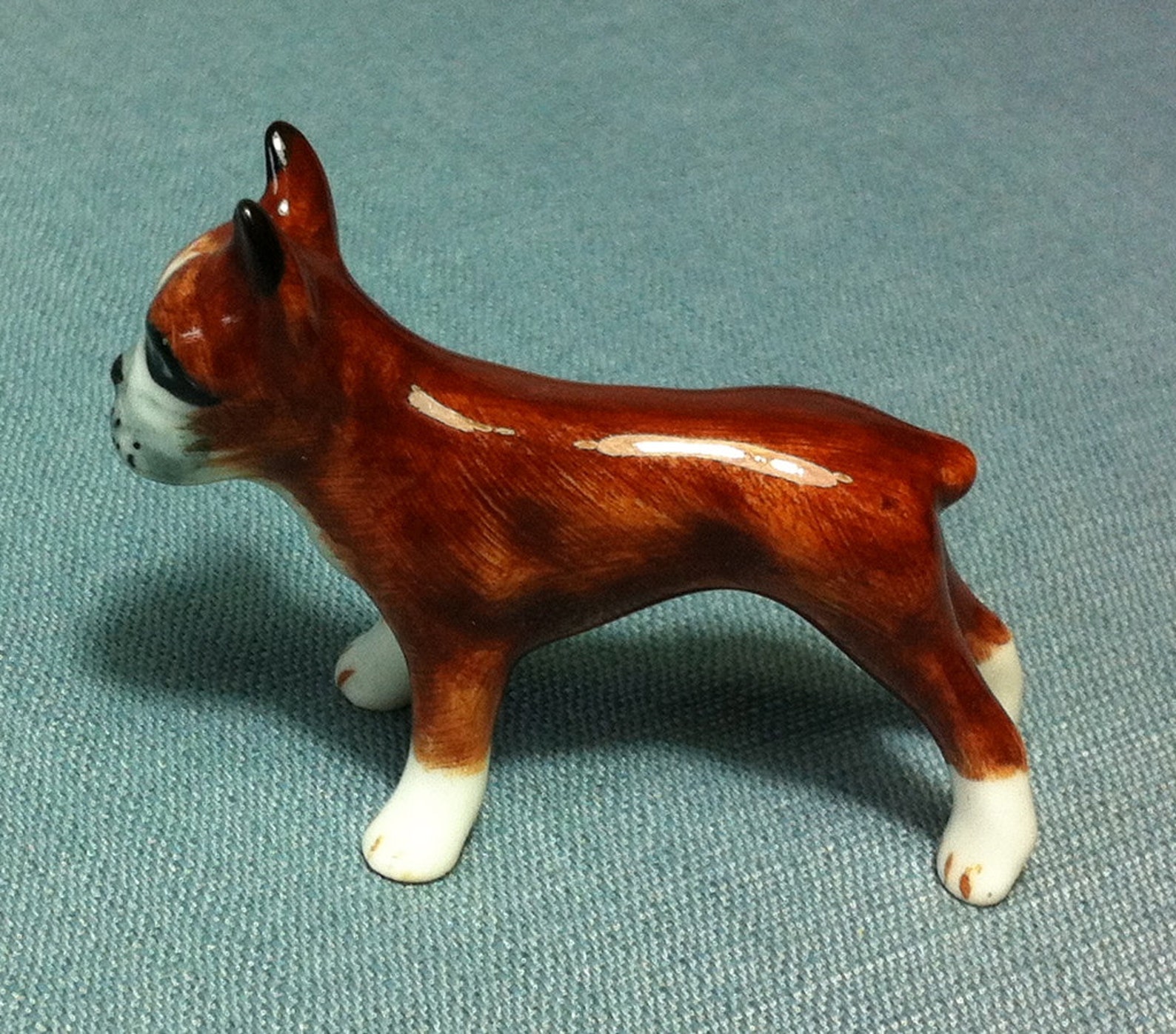 Miniature Ceramic Boston Terrier Dog Animal Cute Little Tiny Etsy