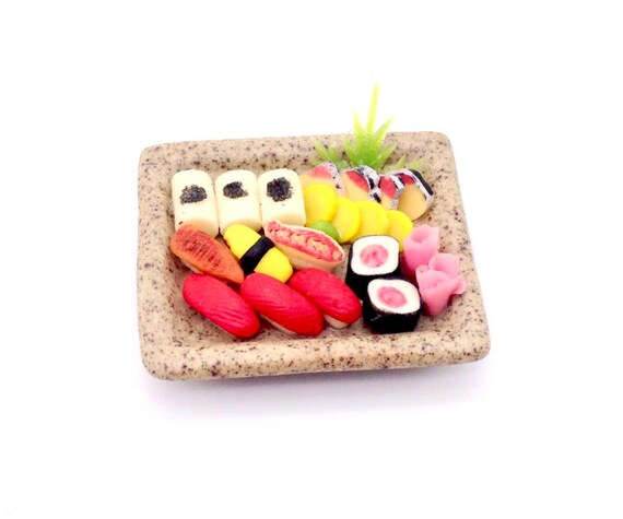 置物 Susi Miniature Dollhouse Japanese Sushi Set Clay Polymer Tiny Food