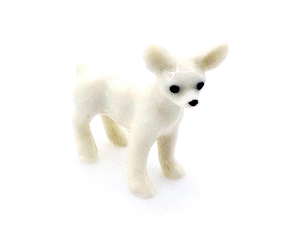 ミニチュア 陶器 犬 チワワ 赤ちゃん ペット 動物 小さな白い置物