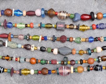 Collar de cuentas mixtas estilo vikingo para broches de fíbula de mujer, elige tu estilo, 27 cm