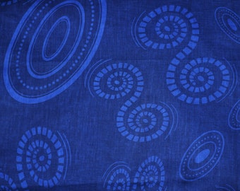 1/2 Yard Dark Blue African Fabric, Indigo Blue Fabric, Tribal Textile, Demin, Geometric Swirl Circles, Cotton Wax Print, Ethnic Boho Decor