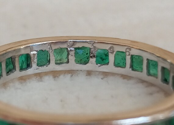 Old Emerald Cut Emerald Eternity Band in 18K Gold - image 6