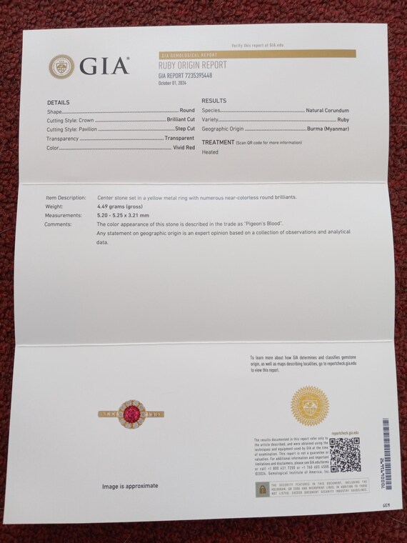 Spark GIA Burmese Ruby and Diamond Ring 18K Yello… - image 10