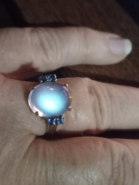 Vintage 1940's Large Blue Flash Ceylon Moonstone … - image 2