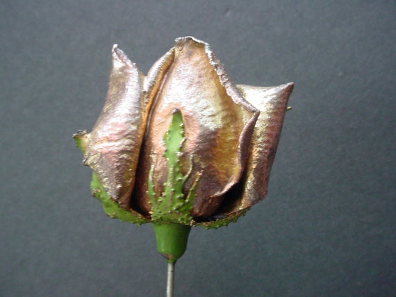 Antique Delamothe Rose Gold Metal Dipped Hat Pin - image 2