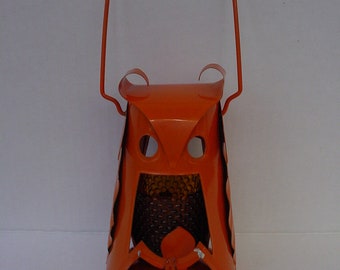 Vintage Retro Hong Kong Halloween Orange Owl Metal Candle Holder