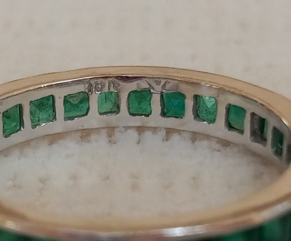 Old Emerald Cut Emerald Eternity Band in 18K Gold - image 7