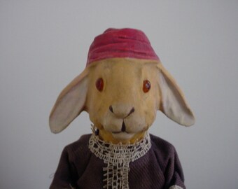 Antique Germany Easter Rabbit Squeak Toy 10.25" Wonderful!