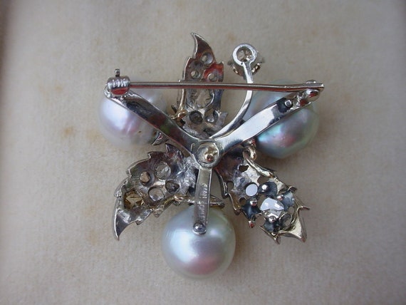 Seaman Schepps Antique Pearl Diamond Gold Brooch … - image 6