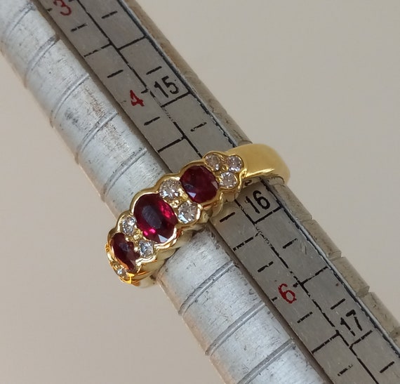 Spark Creations Three Stone Ruby Diamond Ring 18k… - image 10