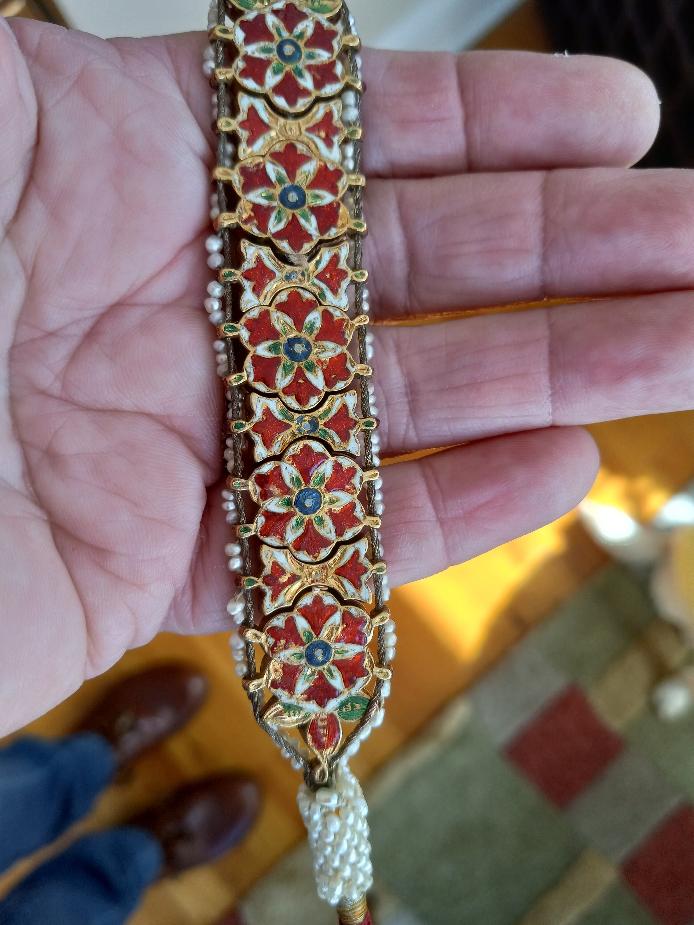 Antique Mughal Diamond Ruby Emerald Pearl 22k Gold Bazuband - Etsy
