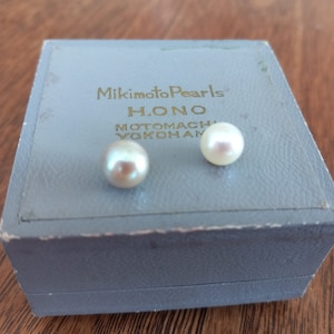 Antique Mikimoto Cultured Pearls (Two) in Original Presentation Box Mid 20th Century