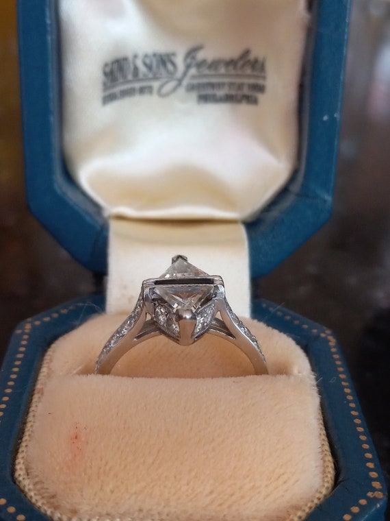 Art Deco Platinum Diamond Engagement Ring - image 10