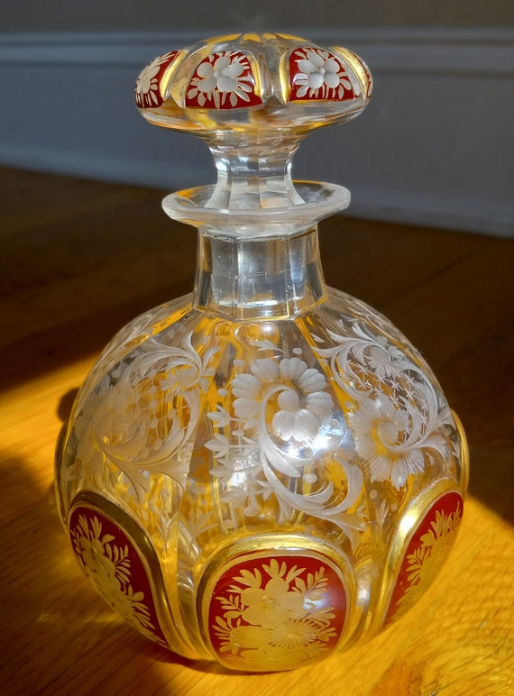 Exquisite Antique Bohemian Moser Scent Perfume Bot