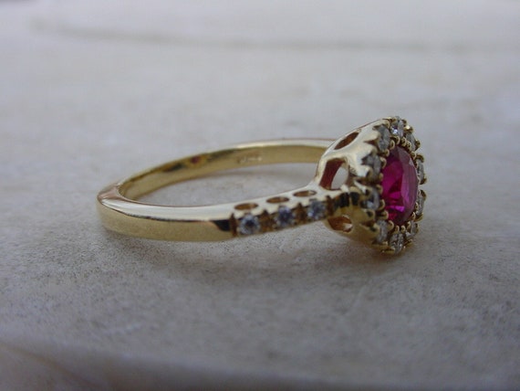 Spark GIA Burmese Ruby and Diamond Ring 18K Yello… - image 7