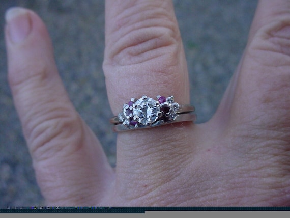 Platinum Diamond and Ruby Ring Wrap A Jaffe - image 1