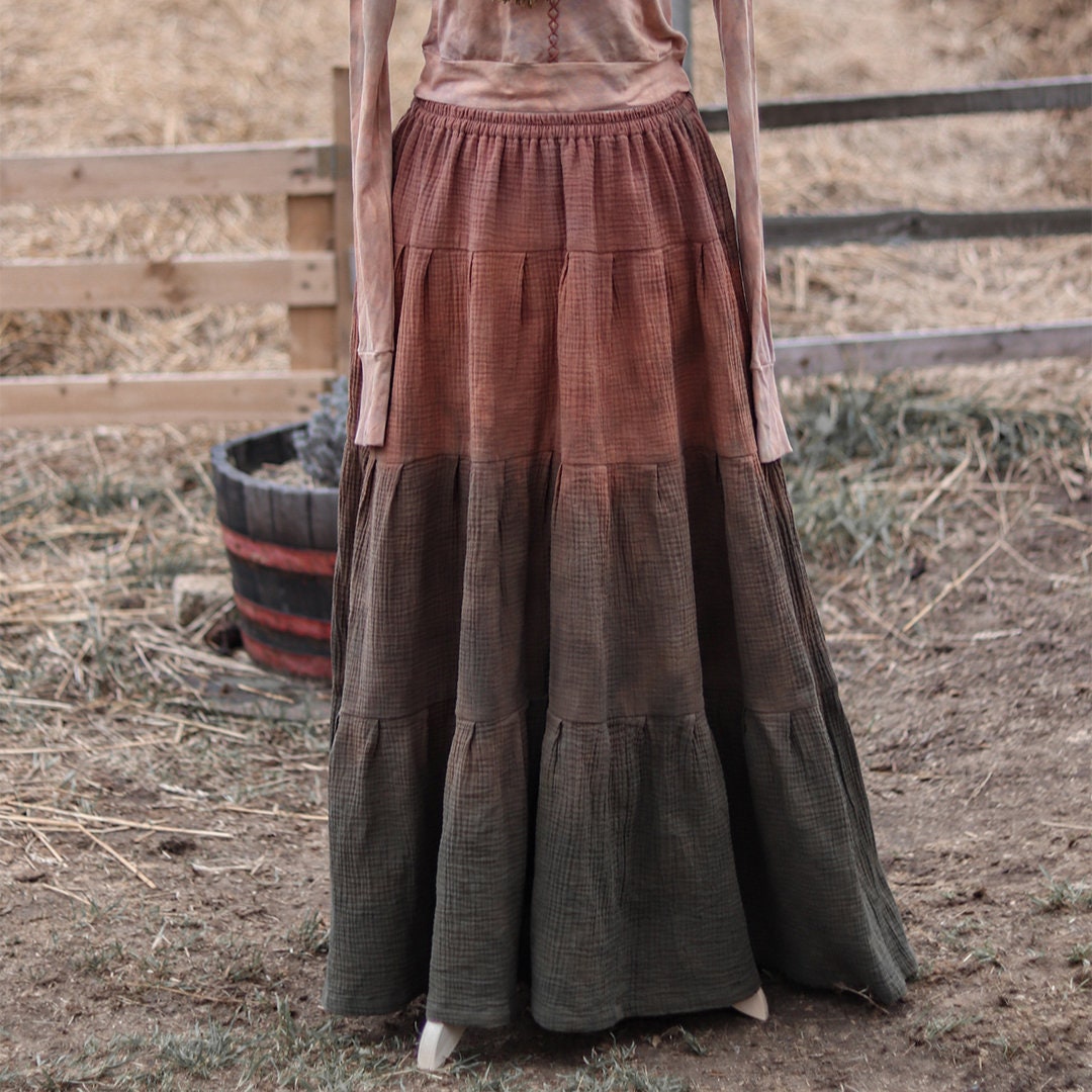 Ombre Maxi Skirt, Clay and Green Tiered Skirt Etsy — free download