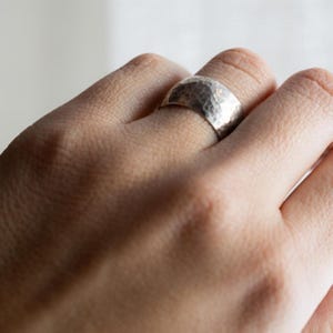 Wide Sterling Silver Ring | Wide Hammered Ring