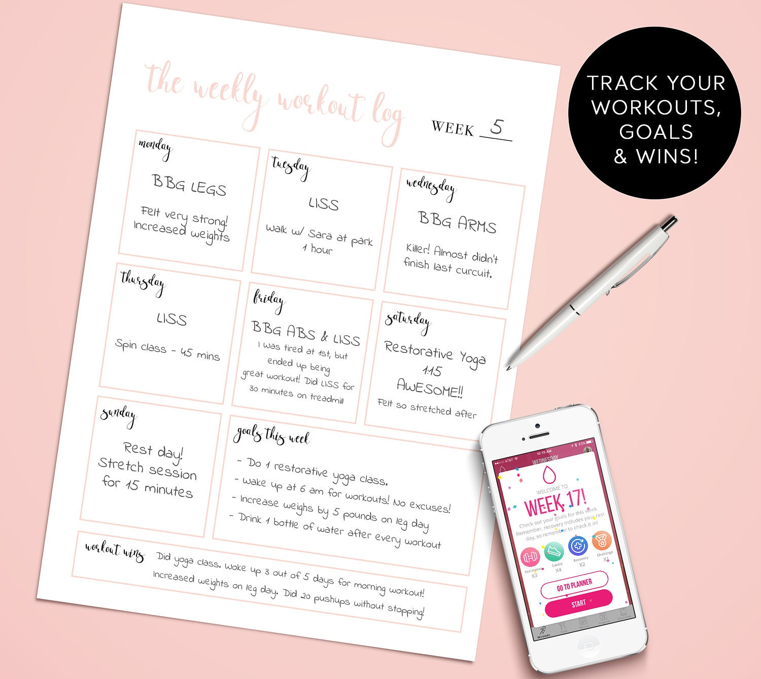 Bikini Body Guide Workout Log Menu Planner Grocery List Printables Etsy
